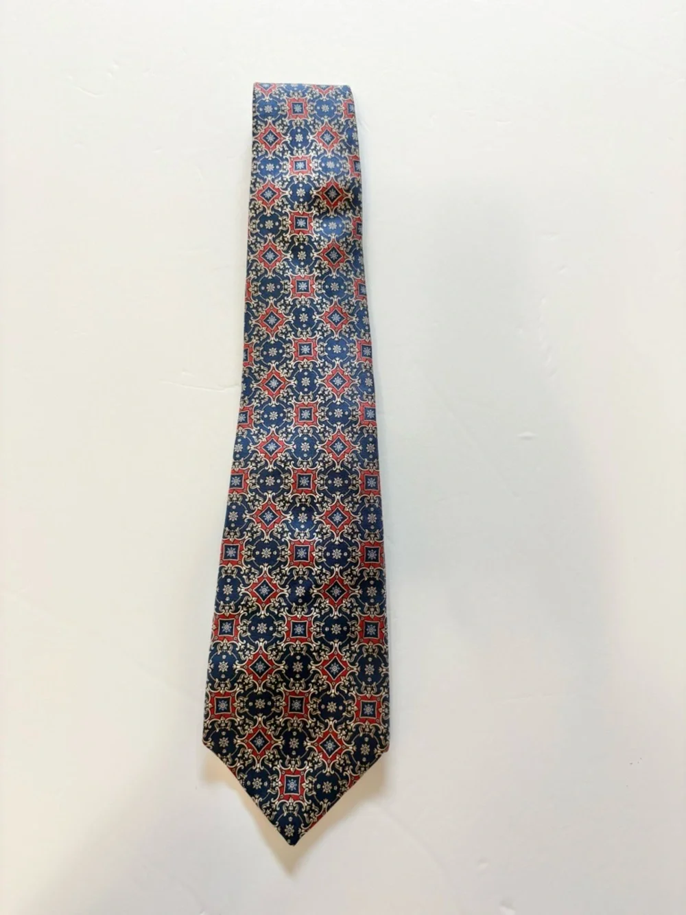 Dior Blue and Red Geometric Men's Tie - Picture 1 of 6